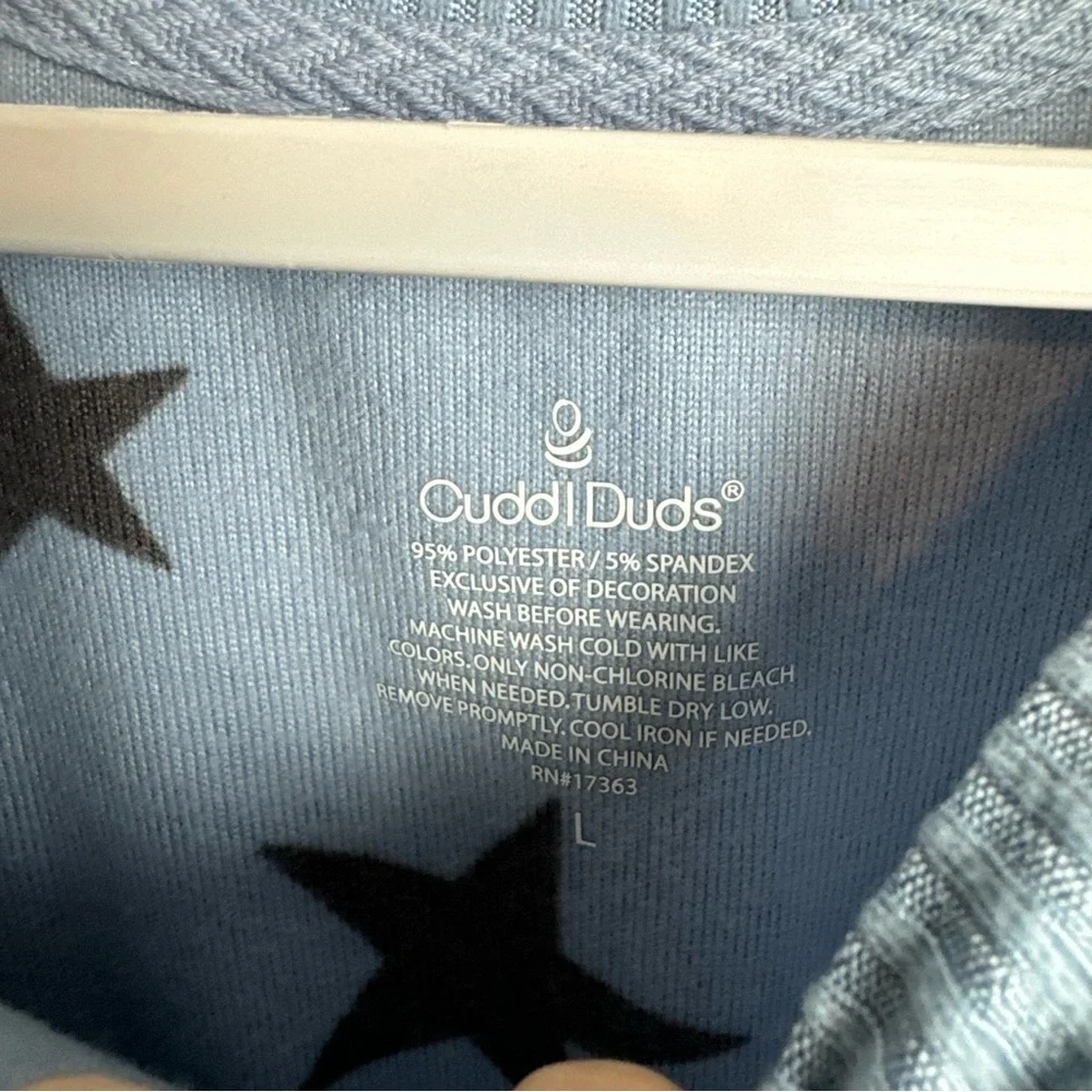 Cuddl Duds Pajama Set Sz Large Blue Star Print Sweatshirt Joggers